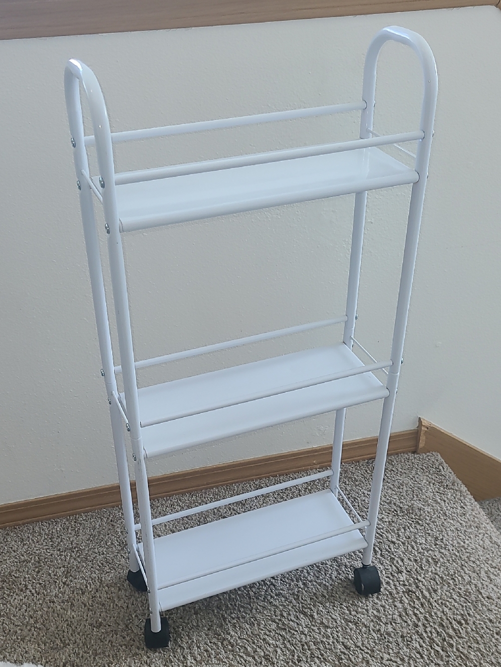 White Rolling 3-Tier Utility Shelf - Compact Home Storage